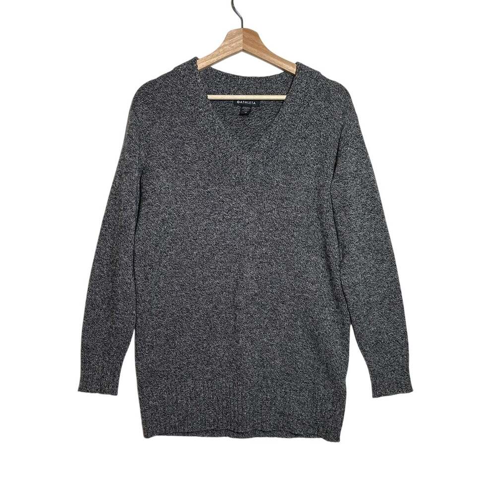 Athleta Vital V-Neck Tunic Sweater Gray Wool Cashmere Blend XS 984613-00